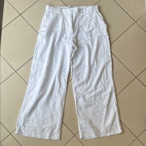 Abercrombie White Wide-Leg Linen Pants